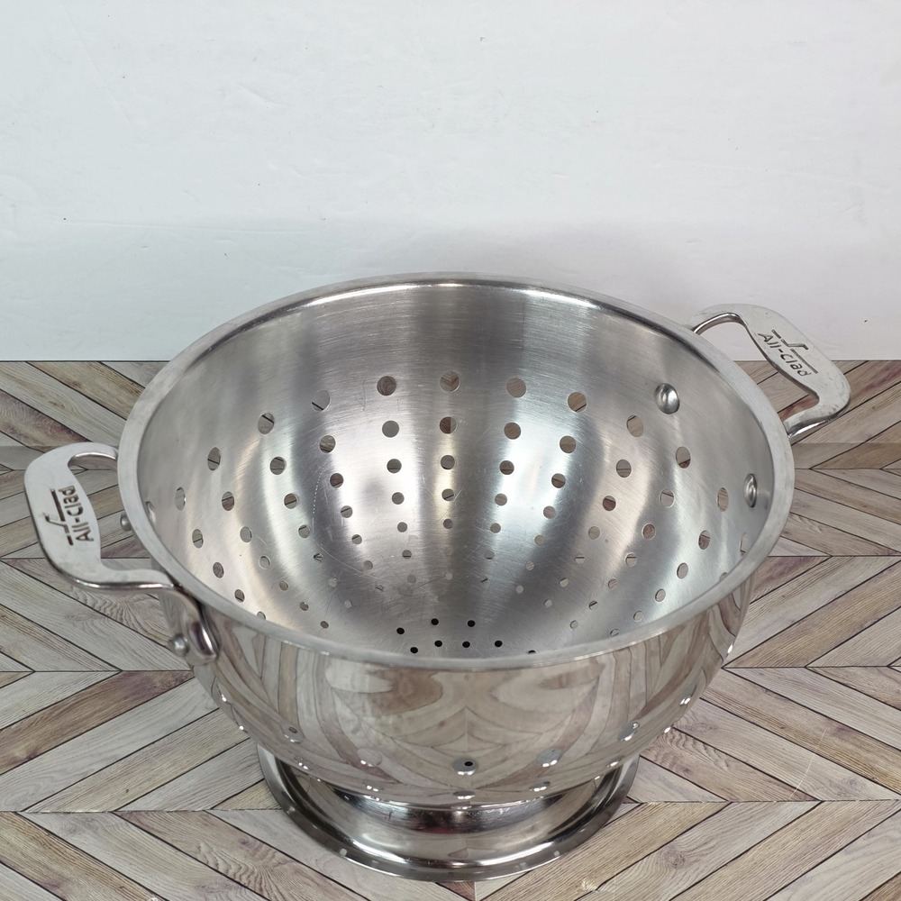 All-Clad Classic Stainless Steel 18/10 3qt Colander Pasta Strainer Pot 9"